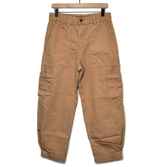 Banana Republic Relaxed Surplus Cargo Utility Pant Crop Tan Khaki Casual 4 - Picture 2 of 16